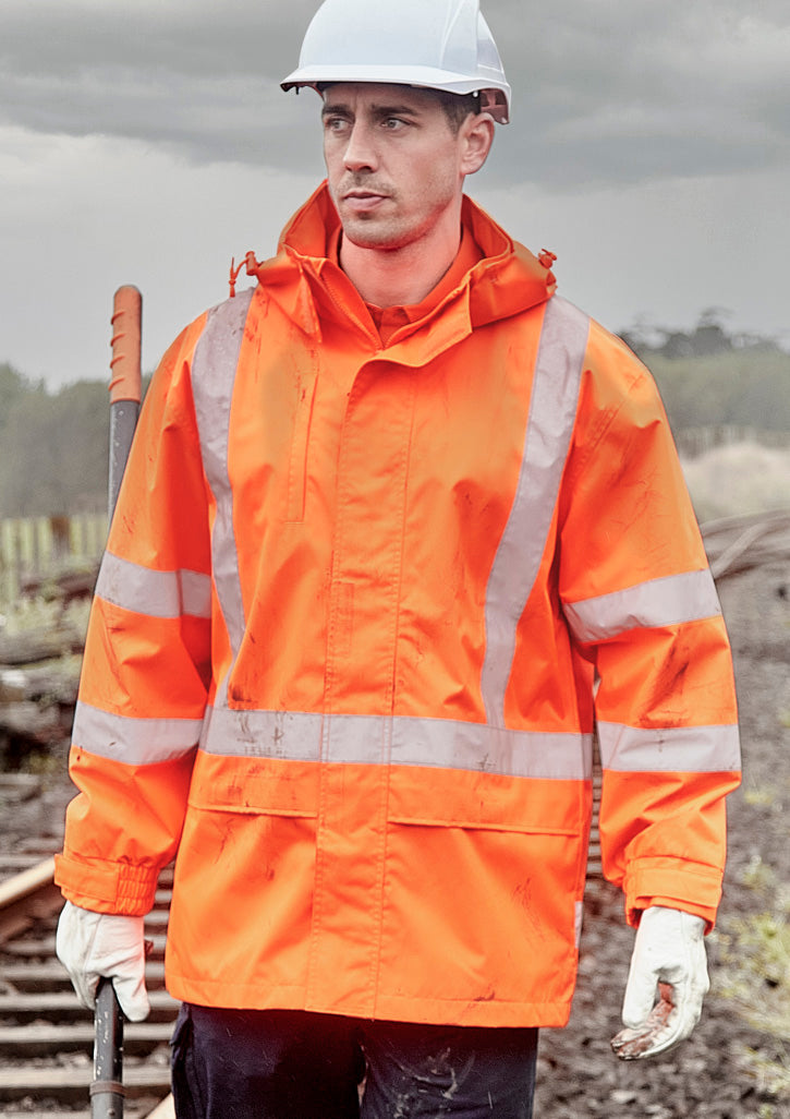 Mens Hi Vis X Back Ultralite Waterproof Jacket Orange front