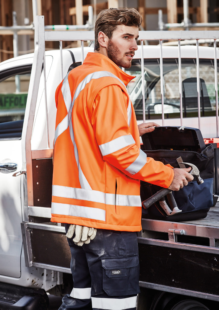 Unisex Hi Vis X Back 2 In 1 Softshell Jacket Orange front