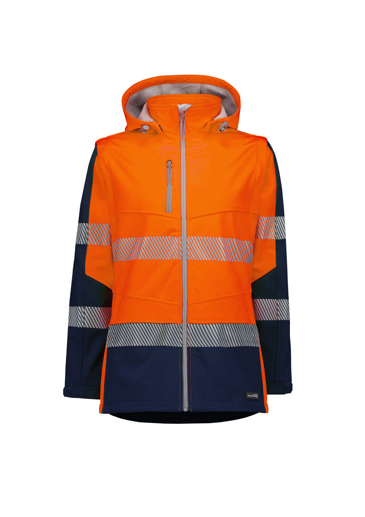 Womens Streetworx 2 In 1 Stretch Softshell Jacket Orange/Navy back