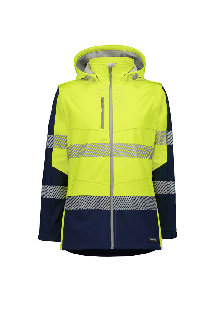 Womens Streetworx 2 In 1 Stretch Softshell Jacket Yellow/Navy back