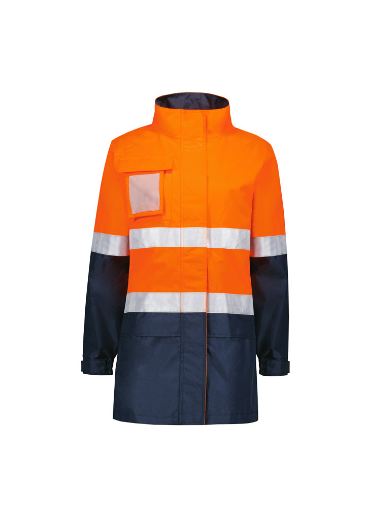 Womens Hi Vis Ultralite Waterproof Jacket Orange/Navy back