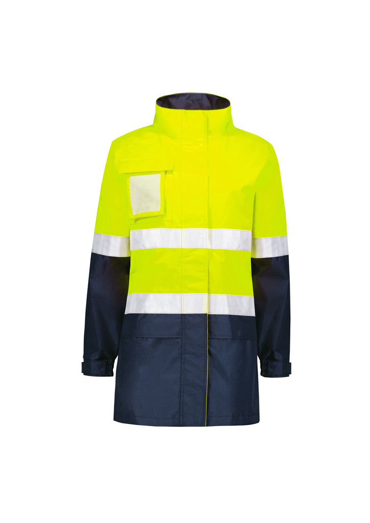 Womens Hi Vis Ultralite Waterproof Jacket Yellow/Navy back