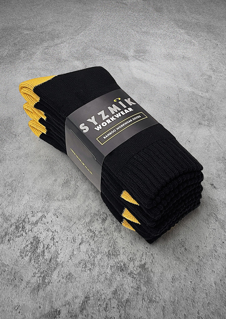 Bamboo Work Socks (3 Pack) Black/Yellow front