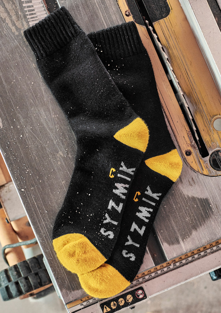 Bamboo Work Socks (3 Pack) Black/Yellow back