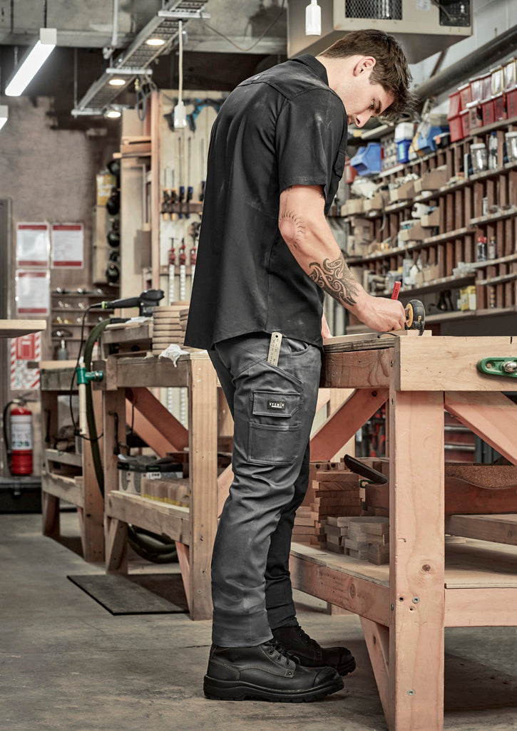 Mens Essential Basic Stretch Cargo Pant Charcoal front