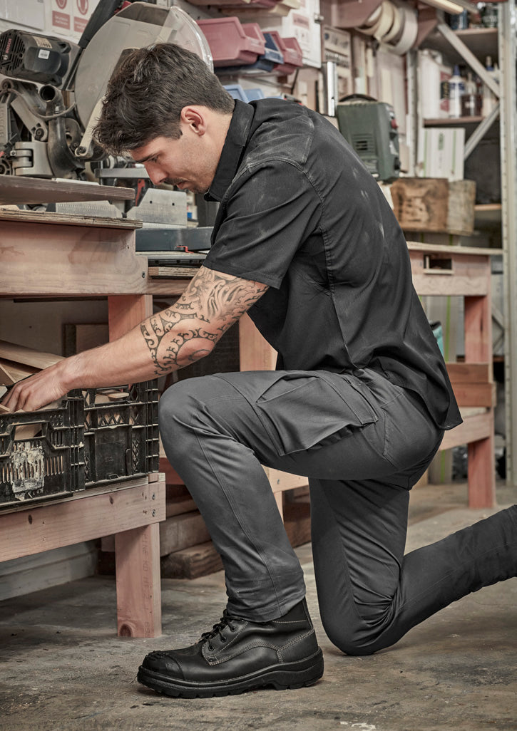 Mens Essential Basic Stretch Cargo Pant Charcoal back