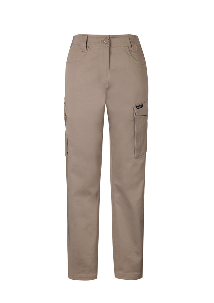 Womens Essential Basic Stretch Cargo Pant Khaki front