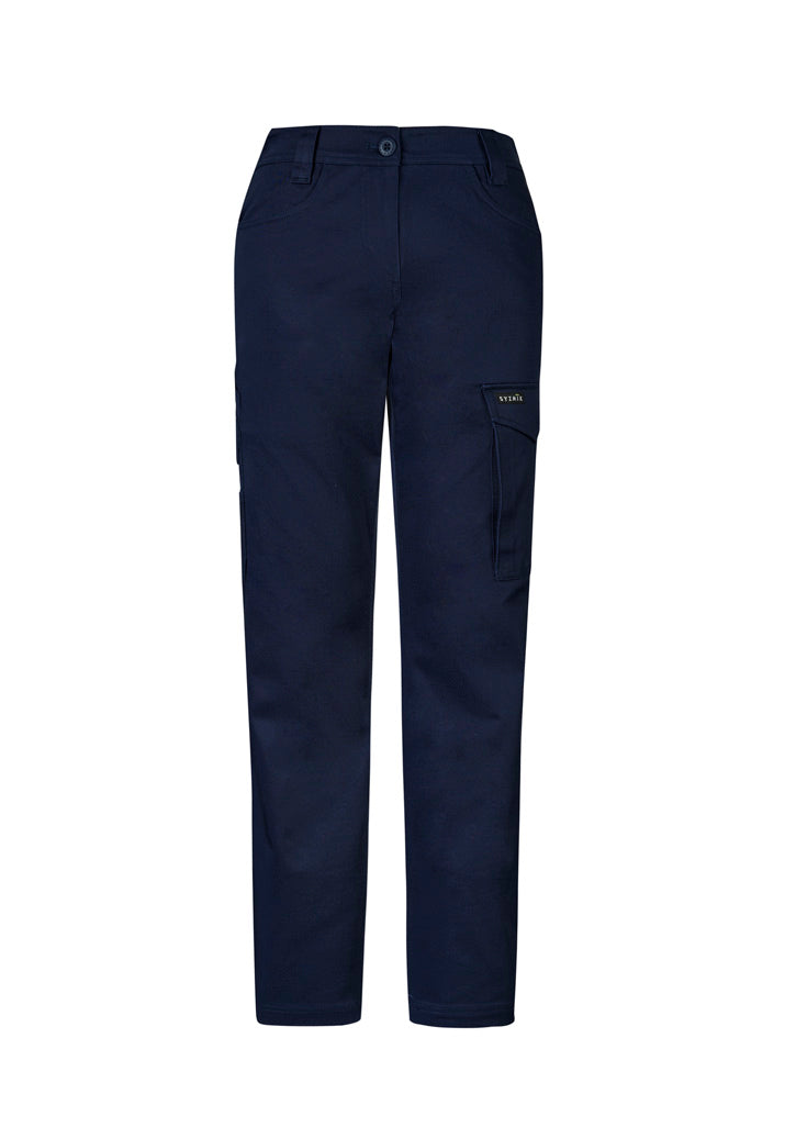 Womens Essential Basic Stretch Cargo Pant Navy front