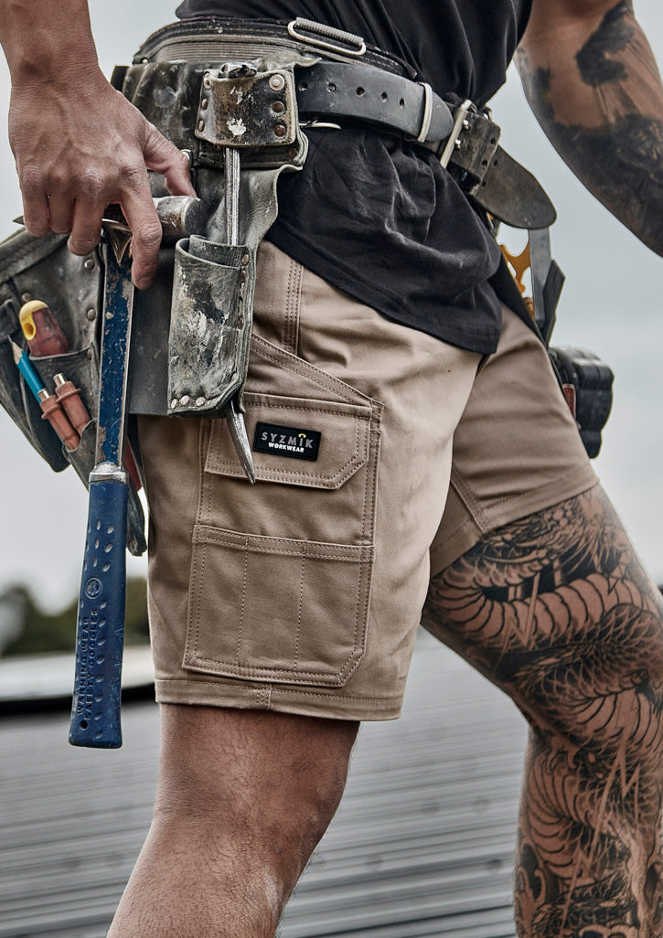 Mens Essential Stretch Cargo Short Khaki back