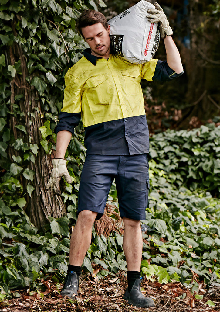 Mens Rugged Cooling Vented Short Navy front