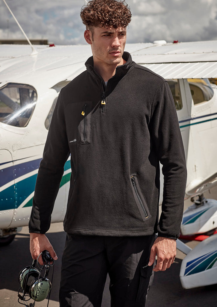 Unisex Streetworx Lightweight 1/4 Zip Polar Fleece Black back