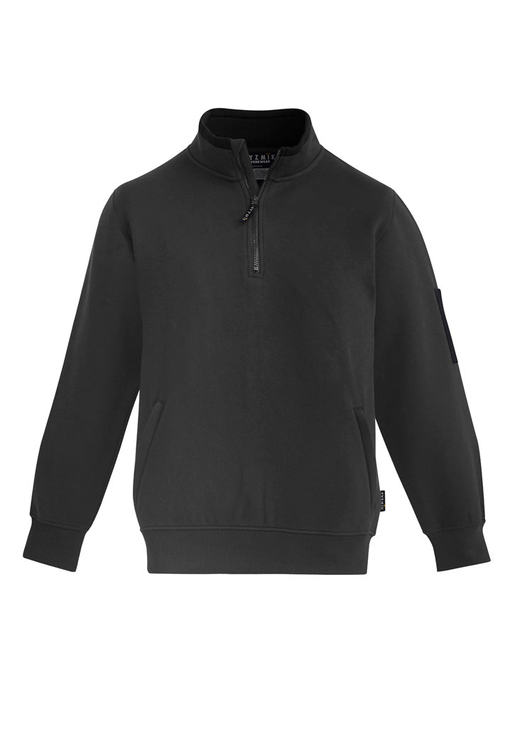 Unisex 1/4 Zip Brushed Fleece Pullover Charcoal/Black front