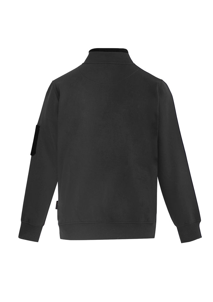 Unisex 1/4 Zip Brushed Fleece Pullover Charcoal/Black back