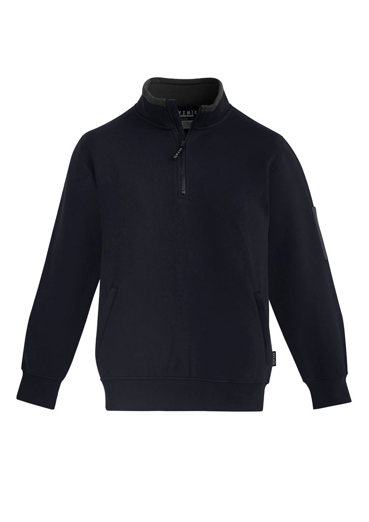 Unisex 1/4 Zip Brushed Fleece Pullover Navy/Charcoal front