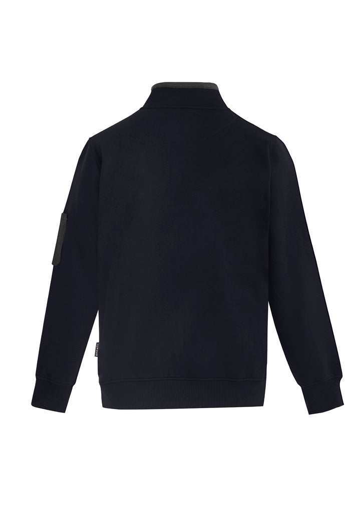 Unisex 1/4 Zip Brushed Fleece Pullover Navy/Charcoal back
