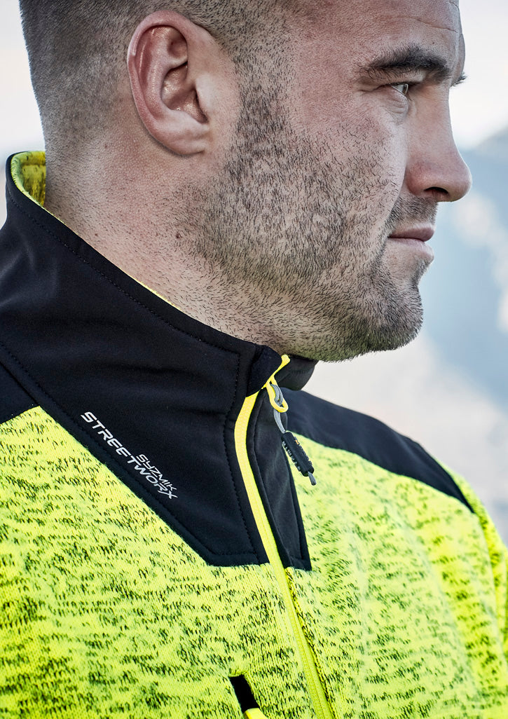 Unisex Streetworx Reinforced Knit 1/2 Zip Pullover Fluoro Yellow back