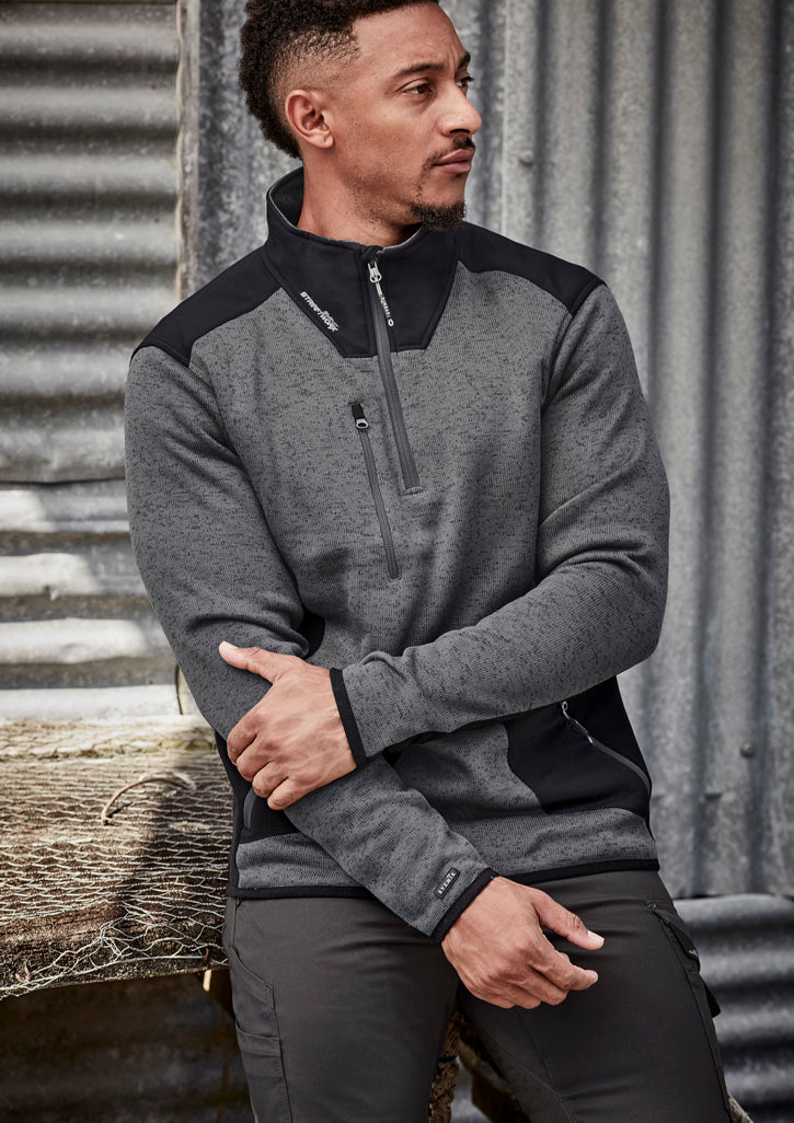 Unisex Streetworx Reinforced Knit 1/2 Zip Pullover Gunmetal front