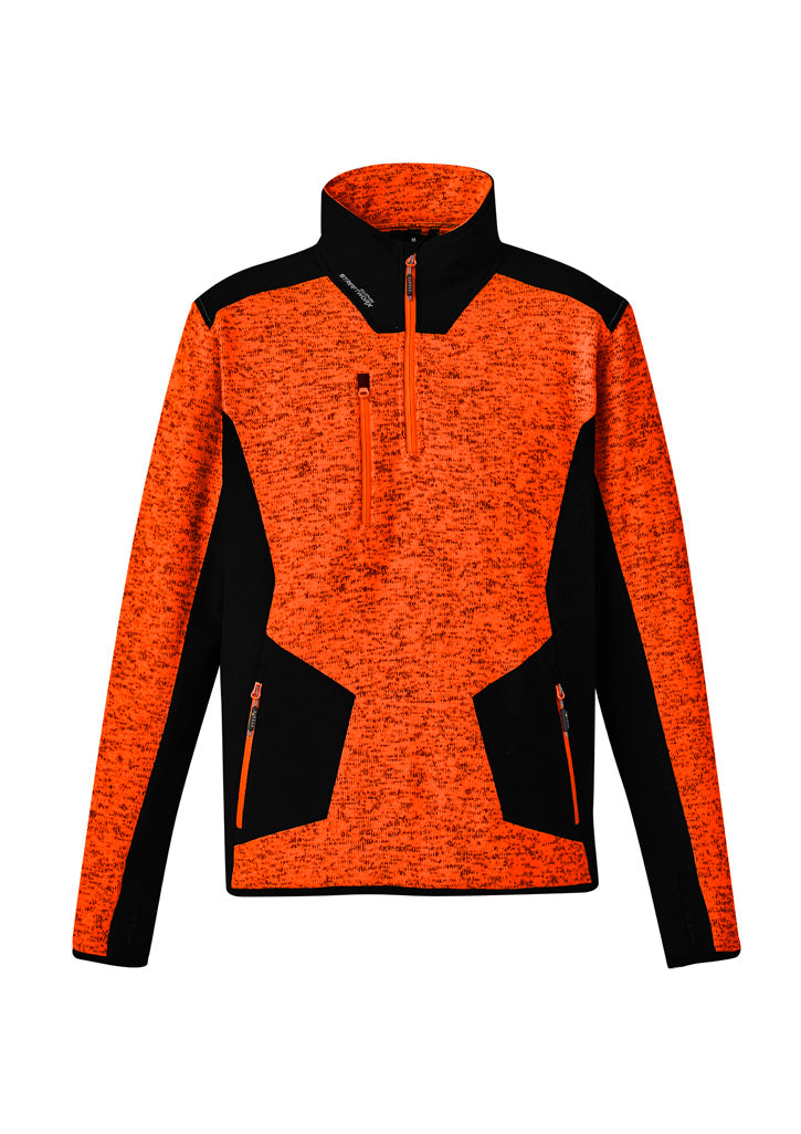 Unisex Streetworx Reinforced Knit 1/2 Zip Pullover Fluoro Orange front