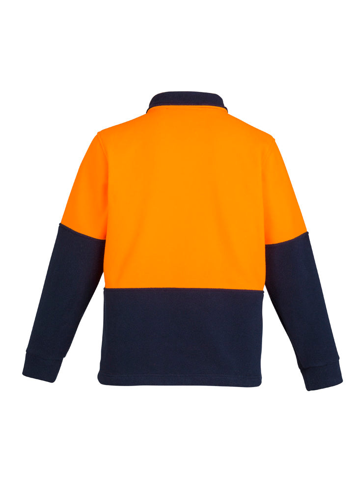 Unisex Hi Vis 1/2 Zip Polar Fleece Pullover Orange/Navy back