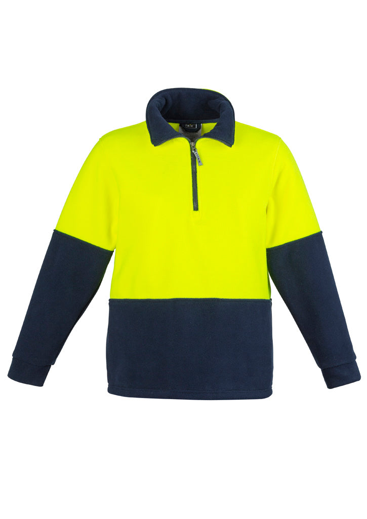 Unisex Hi Vis 1/2 Zip Polar Fleece Pullover Yellow/Navy back