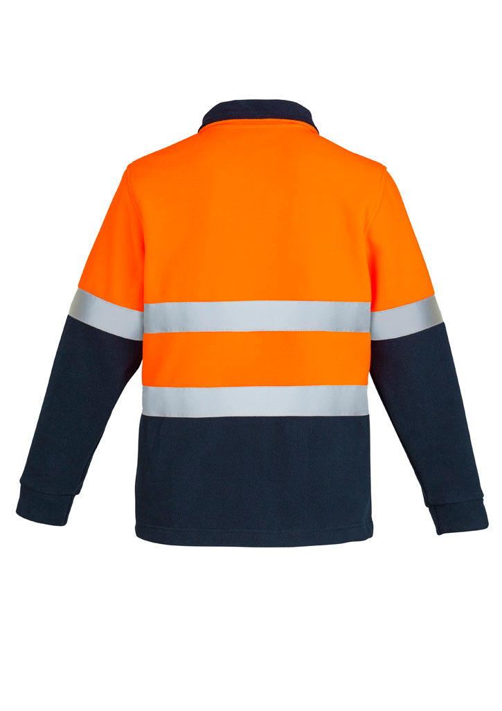 Unisex Hi Vis Polar Fleece Pullover - Hoop Taped Orange/Navy back