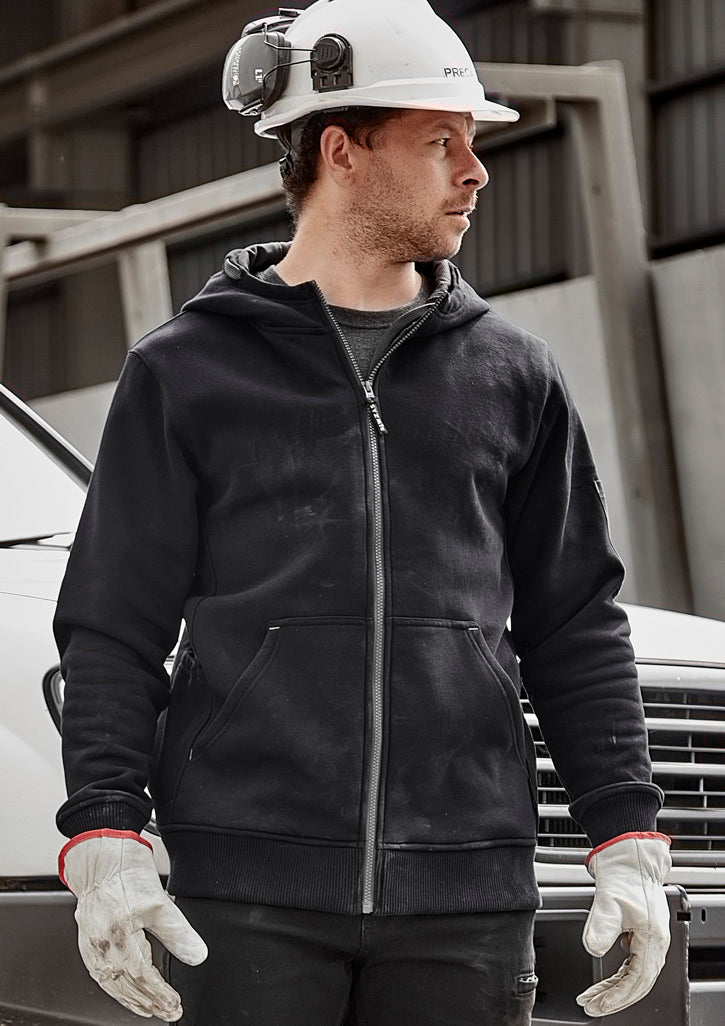 Unisex Zip Front Multi-Pocket Hoodie Black/Charcoal front