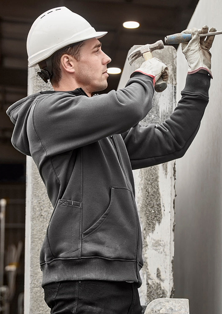 Unisex Zip Front Multi-Pocket Hoodie Charcoal/Black front