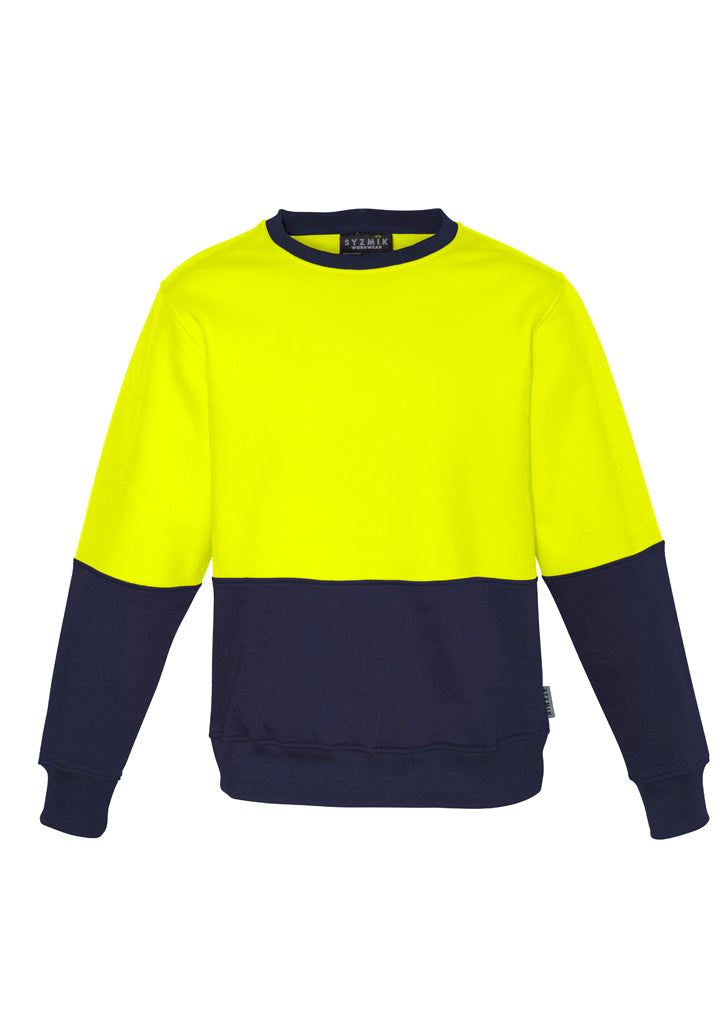Unisex Hi Vis Crew Sweatshirt Yellow front