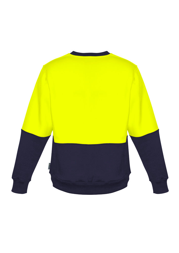 Unisex Hi Vis Crew Sweatshirt Yellow back