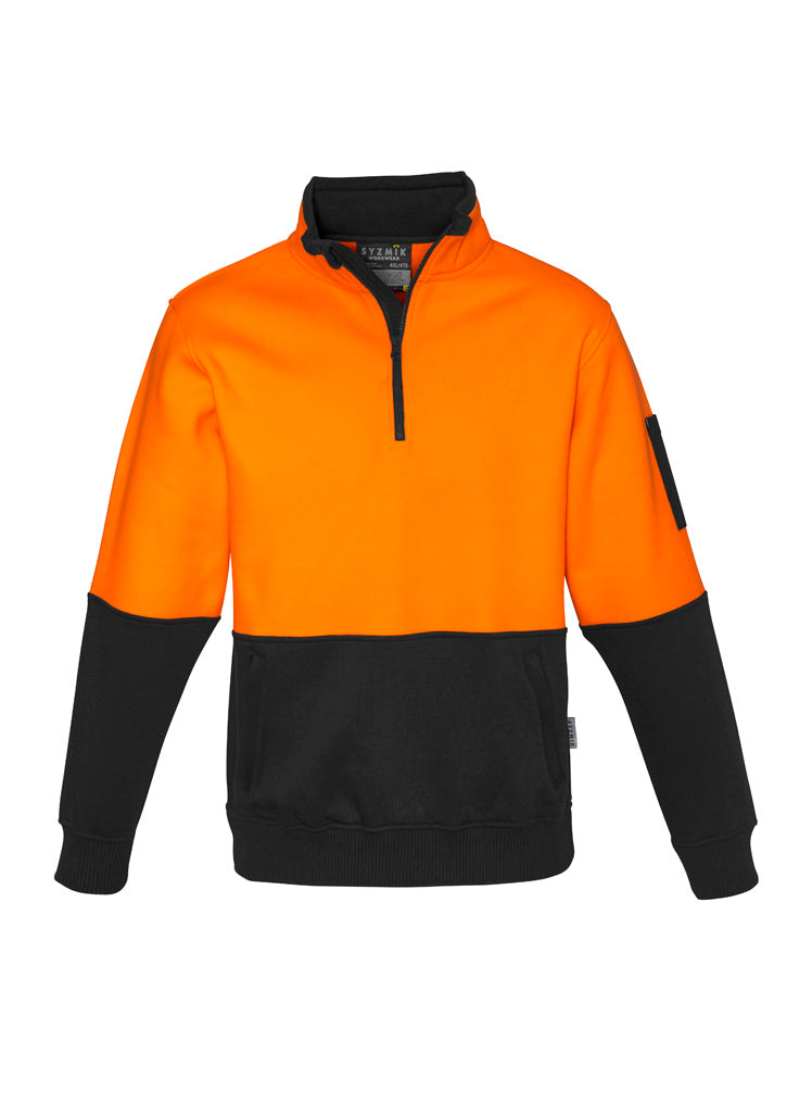 Unisex Hi Vis 1/2 Zip Pullover Orange/Black back