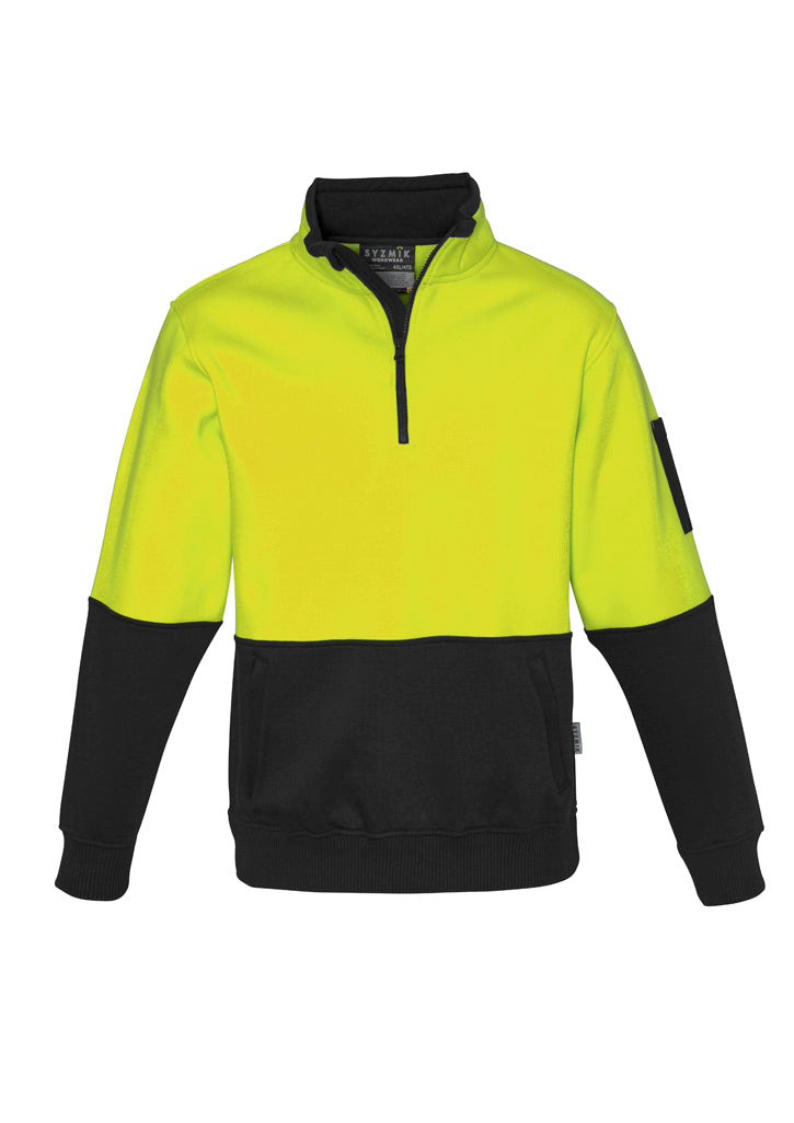 Unisex Hi Vis 1/2 Zip Pullover Yellow/Black front