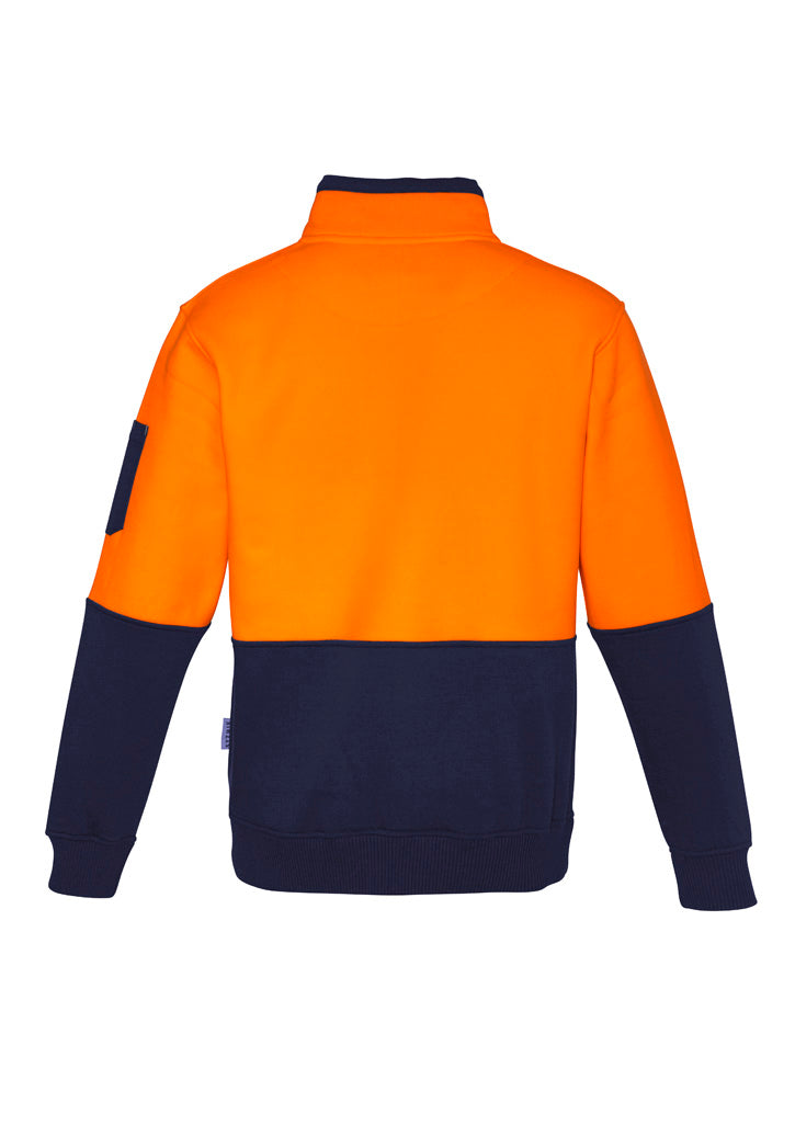 Unisex Hi Vis 1/2 Zip Pullover Orange/Navy back
