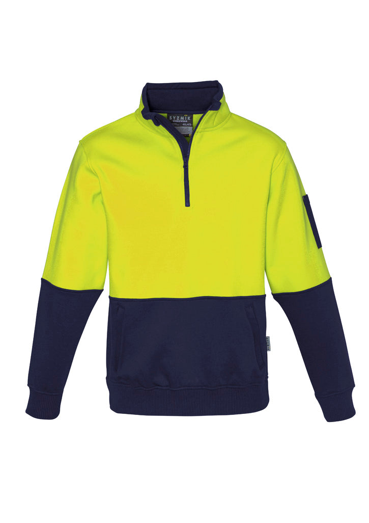 Unisex Hi Vis 1/2 Zip Pullover Yellow/Navy back