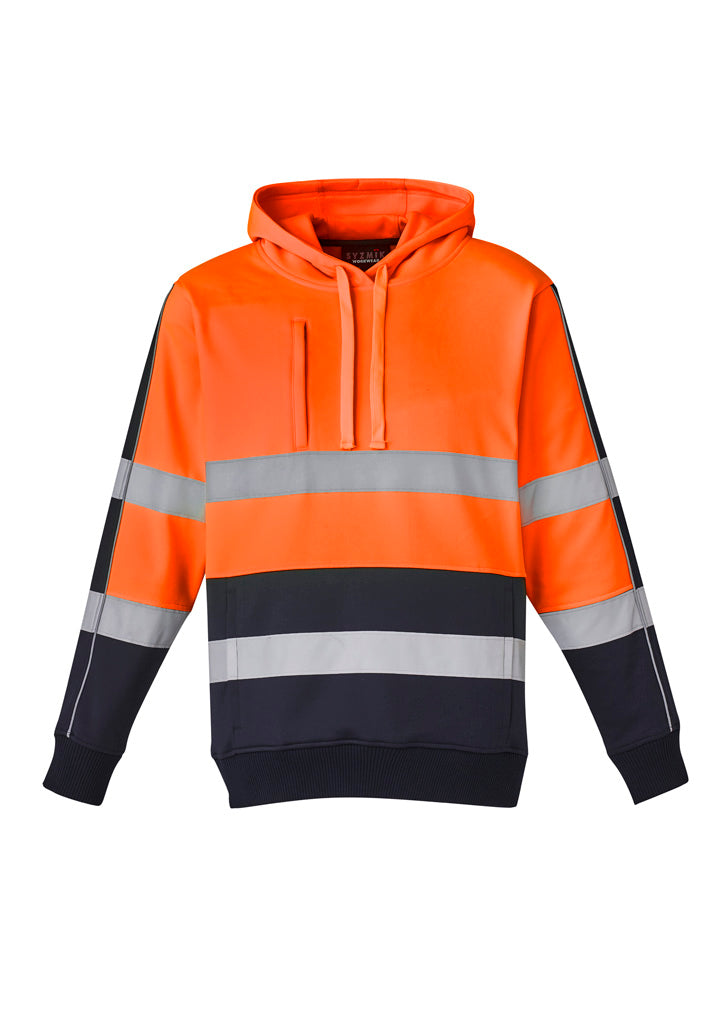 Unisex Hi Vis Stretch Taped Hoodie Orange/Navy front