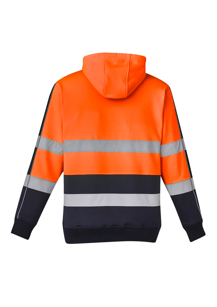 Unisex Hi Vis Stretch Taped Hoodie Orange/Navy back