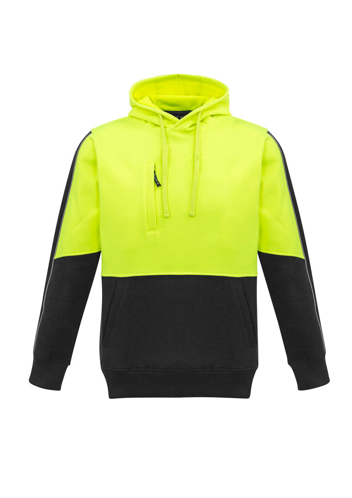 Unisex Hi Vis Pullover Hoodie Yellow/Black front