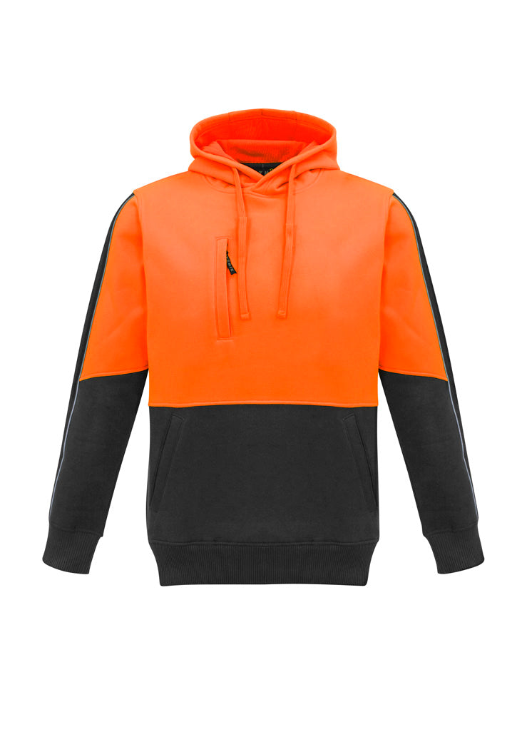 Unisex Hi Vis Pullover Hoodie Orange/Charcoal front