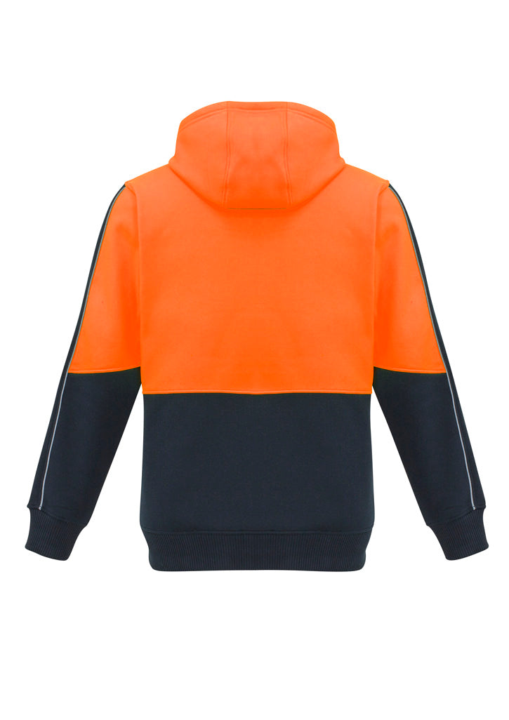 Unisex Hi Vis Pullover Hoodie Orange/Navy back