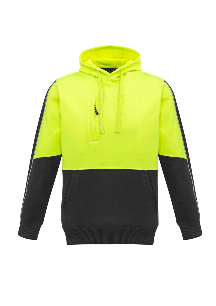 Unisex Hi Vis Pullover Hoodie Yellow/Charcoal front
