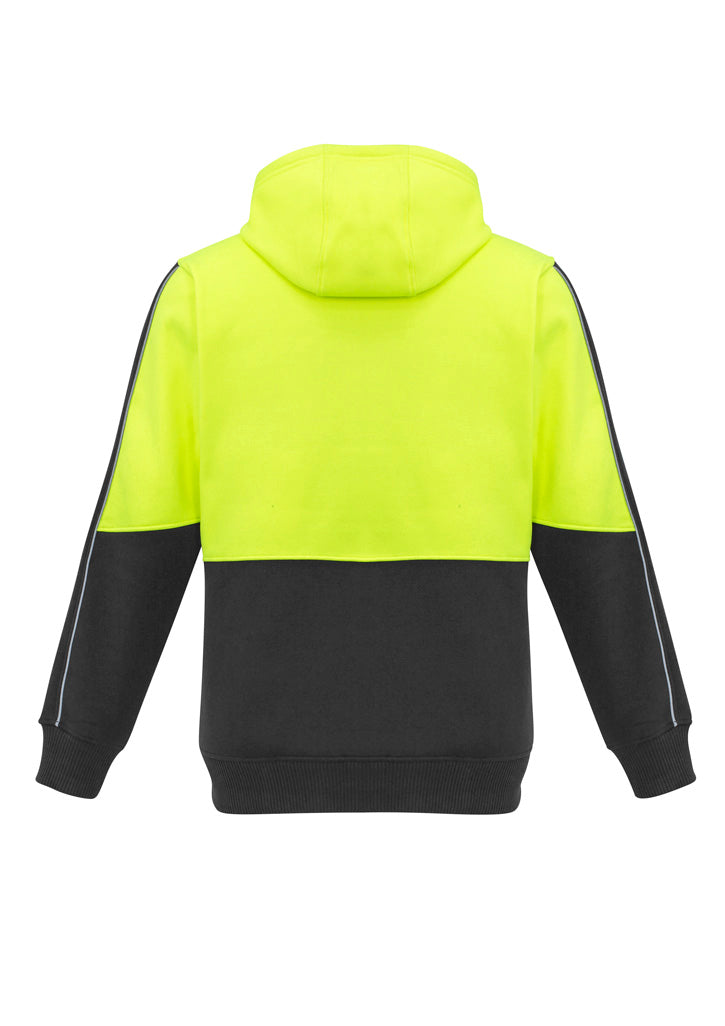 Unisex Hi Vis Pullover Hoodie Yellow/Charcoal back