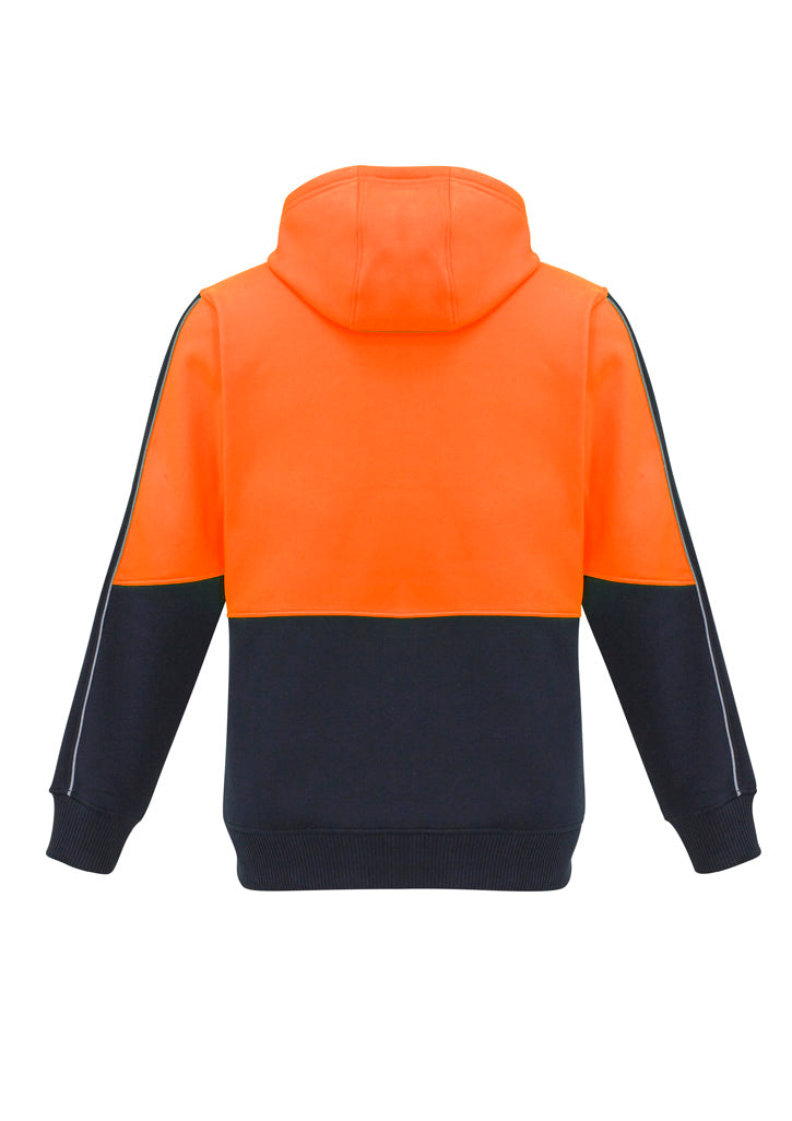 Unisex Hi Vis Full Zip Hoodie Orange/Navy back