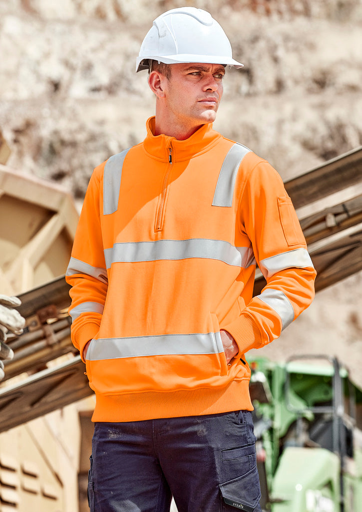 Unisex Hi Vis VIC Rail 1/4 Zip Pullover Vic Rail Orange front