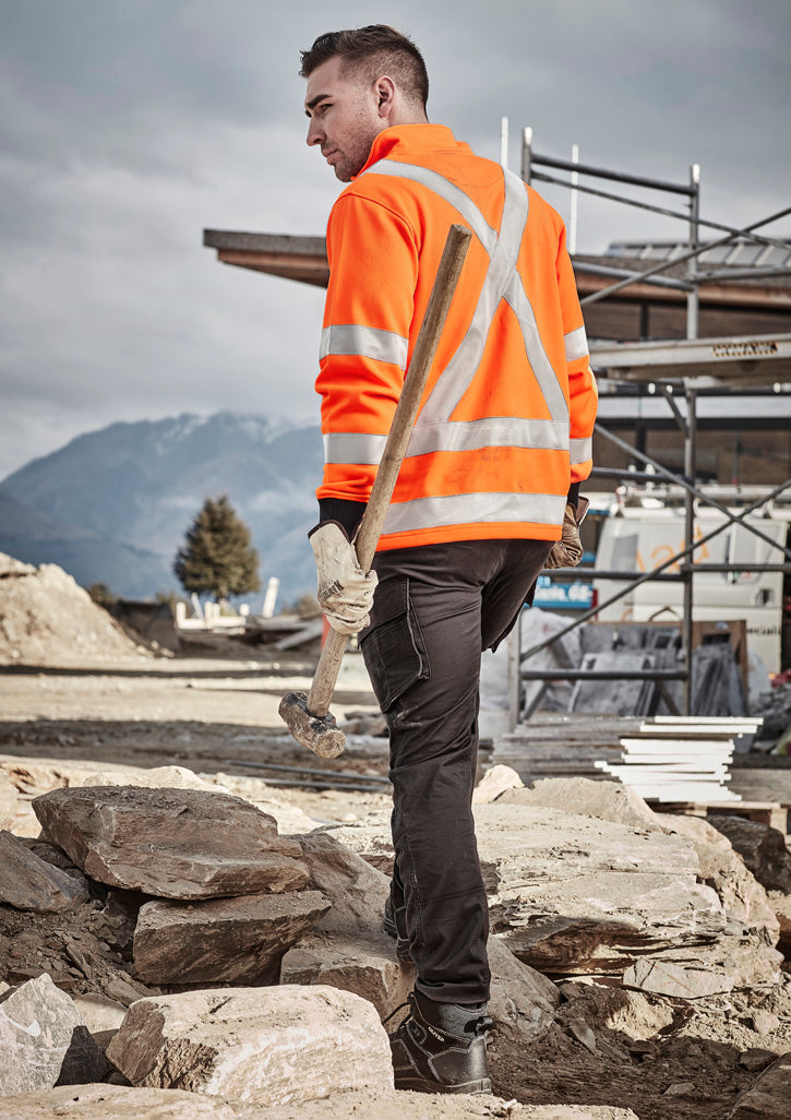 Unisex Hi Vis X Back Rail Jumper Orange front