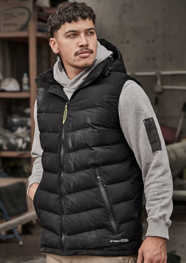 Unisex Streetworx Hooded Puffer Vest Black front
