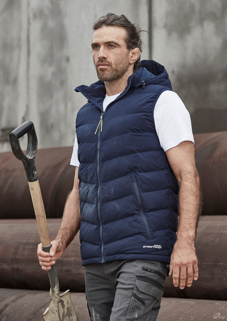 Unisex Streetworx Hooded Puffer Vest Navy back