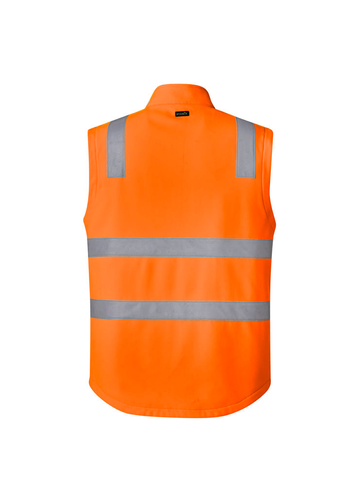 Unisex Hi Vis Softshell Vest Orange/Navy back
