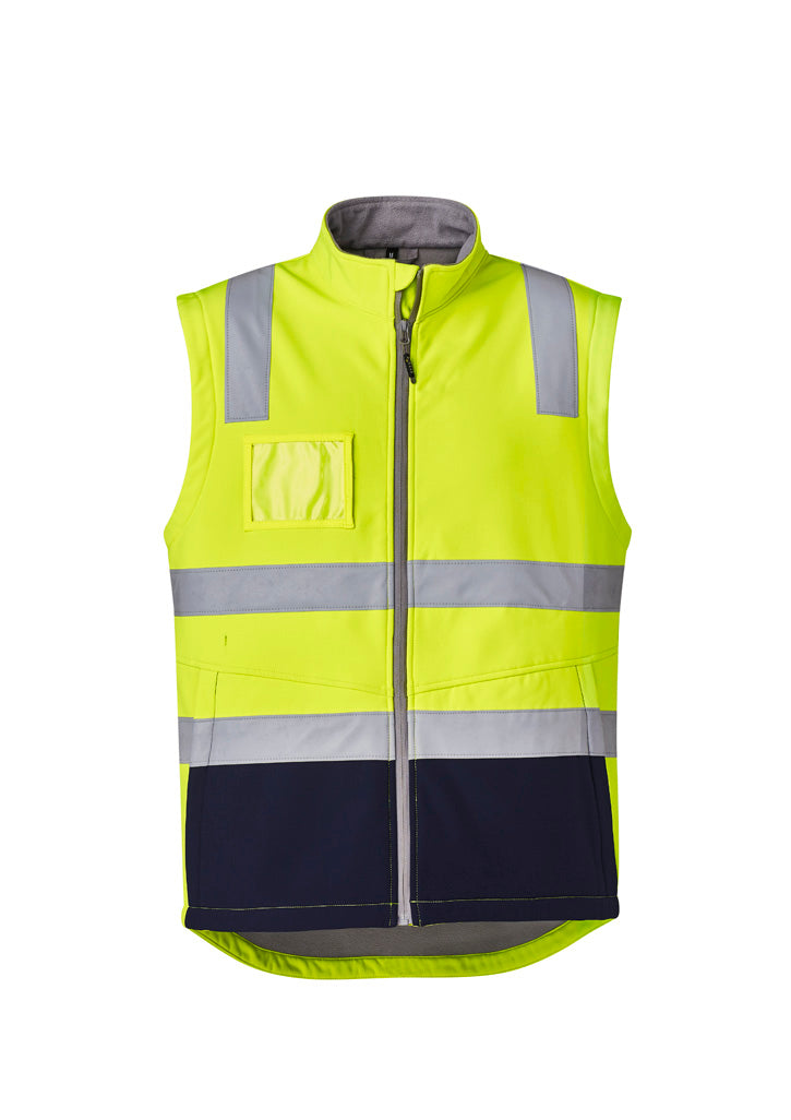 Unisex Hi Vis Softshell Vest Yellow/Navy back