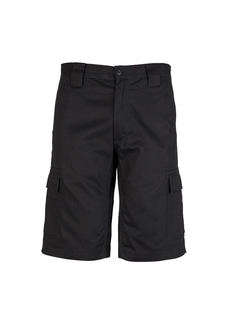 Mens Midweight Drill Cargo Short Black front