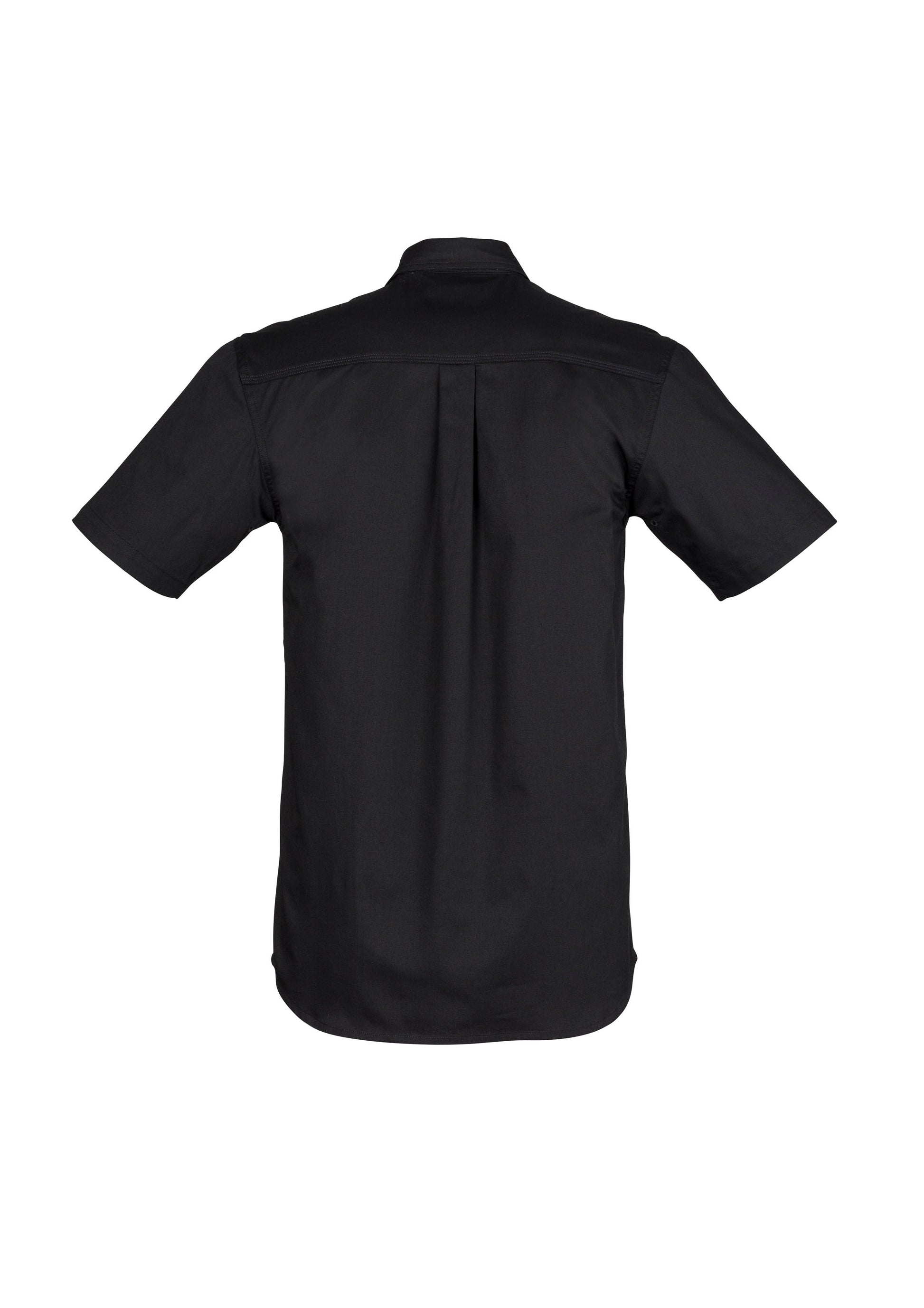 Mens Lightweight Tradie Short Sleeve Shirt Black back