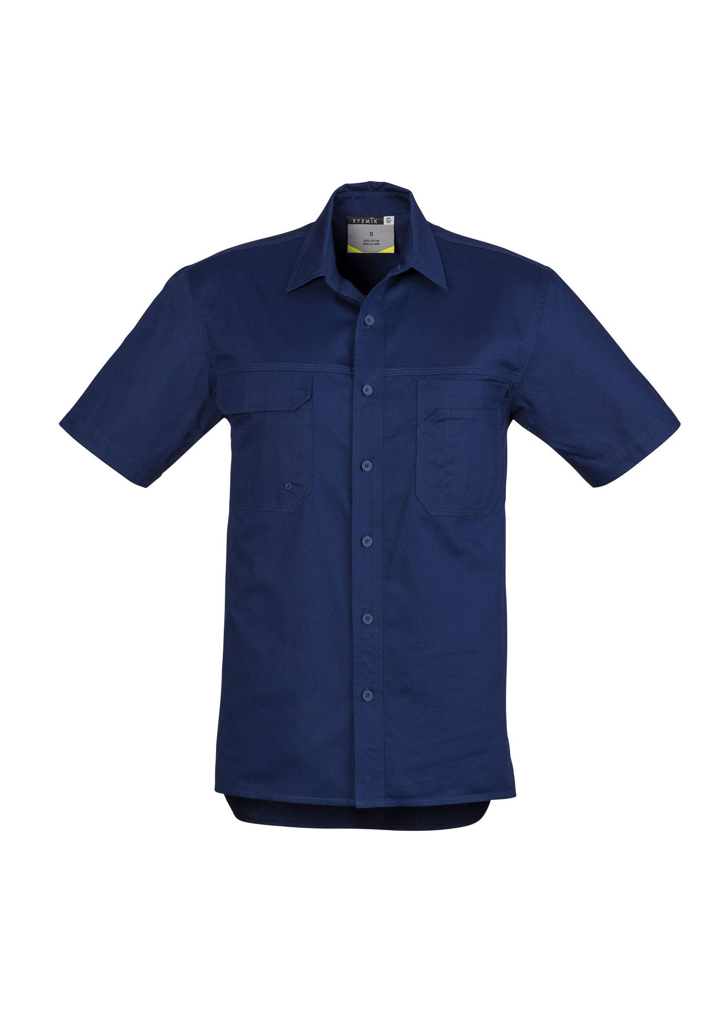 Mens Lightweight Tradie Short Sleeve Shirt Blue front